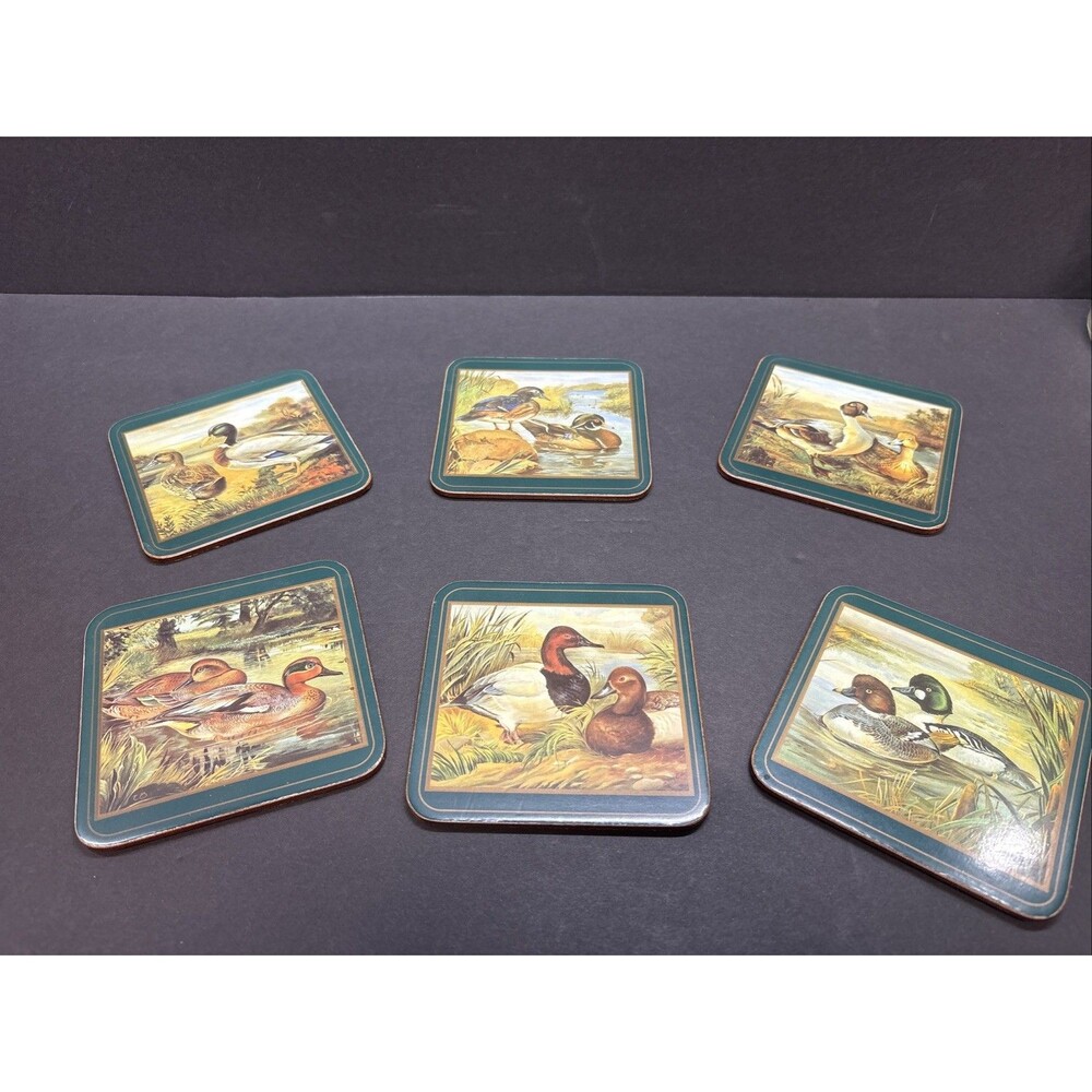 Vtg Pimpernel Set Of 6 Duck Birds Cork Back Placemats England